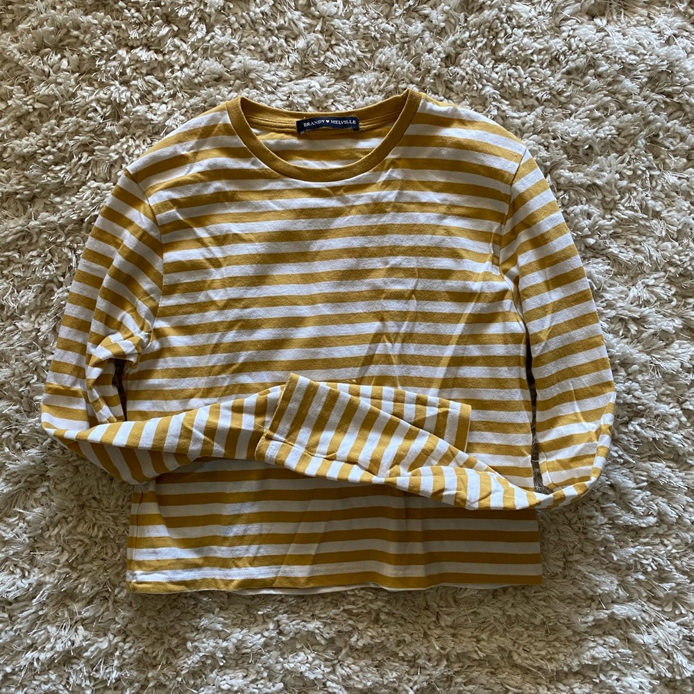 Brandy Melville yellow striped long sleeve!!